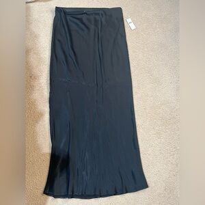 Anthropologie Black Satin Maxi Skirt